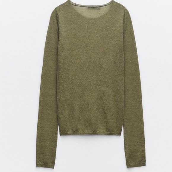 khaki sweater top - Picture 2 of 3